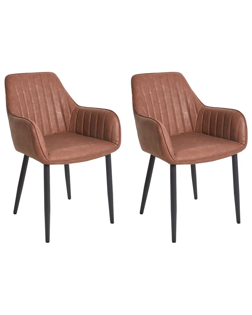 Set of 2 Dining Chairs Faux Leather Brown Kyla