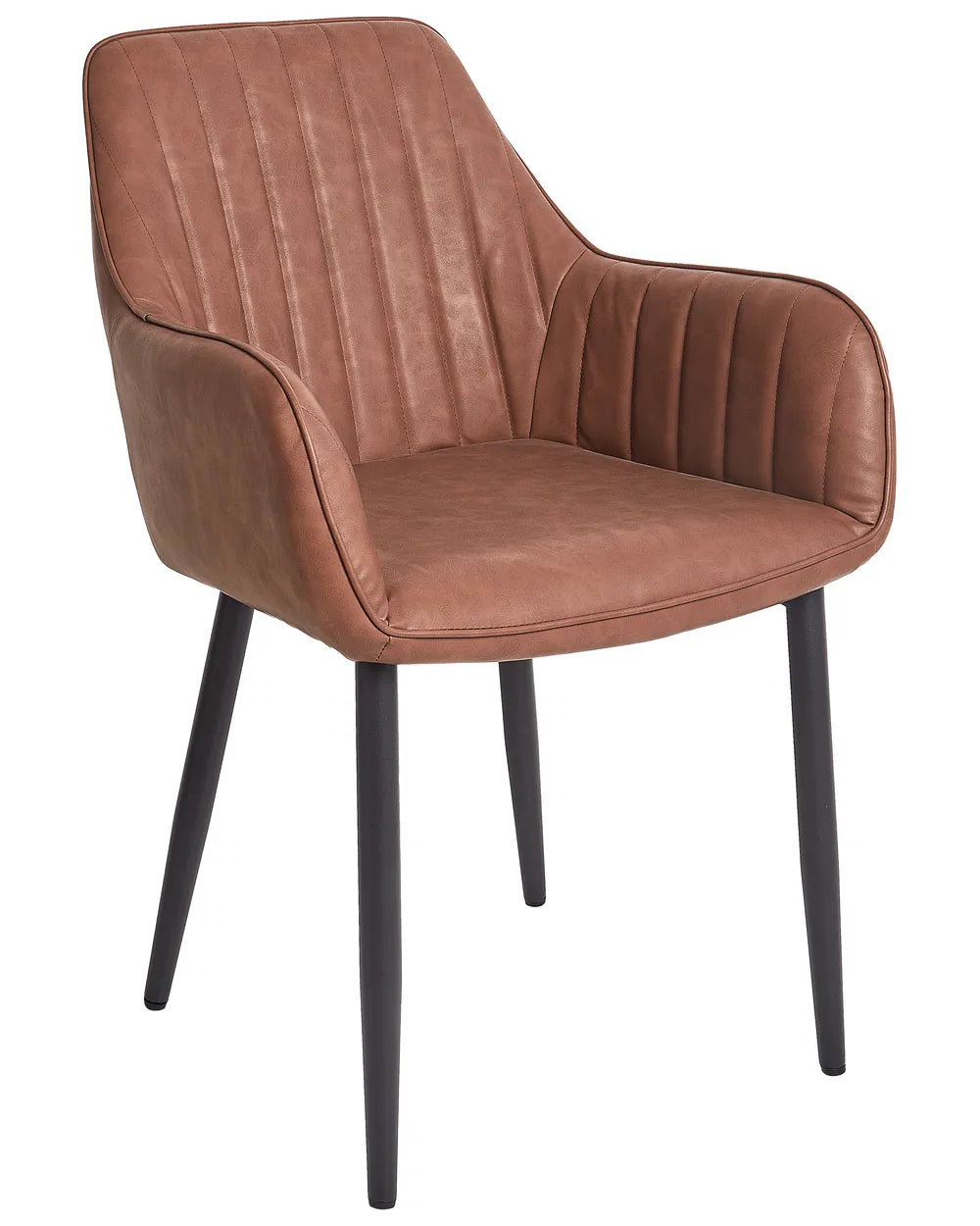 Set of 2 Dining Chairs Faux Leather Brown Kyla