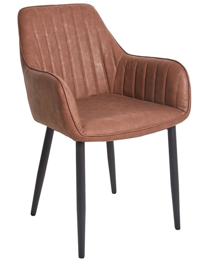 Set of 2 Dining Chairs Faux Leather Brown Kyla