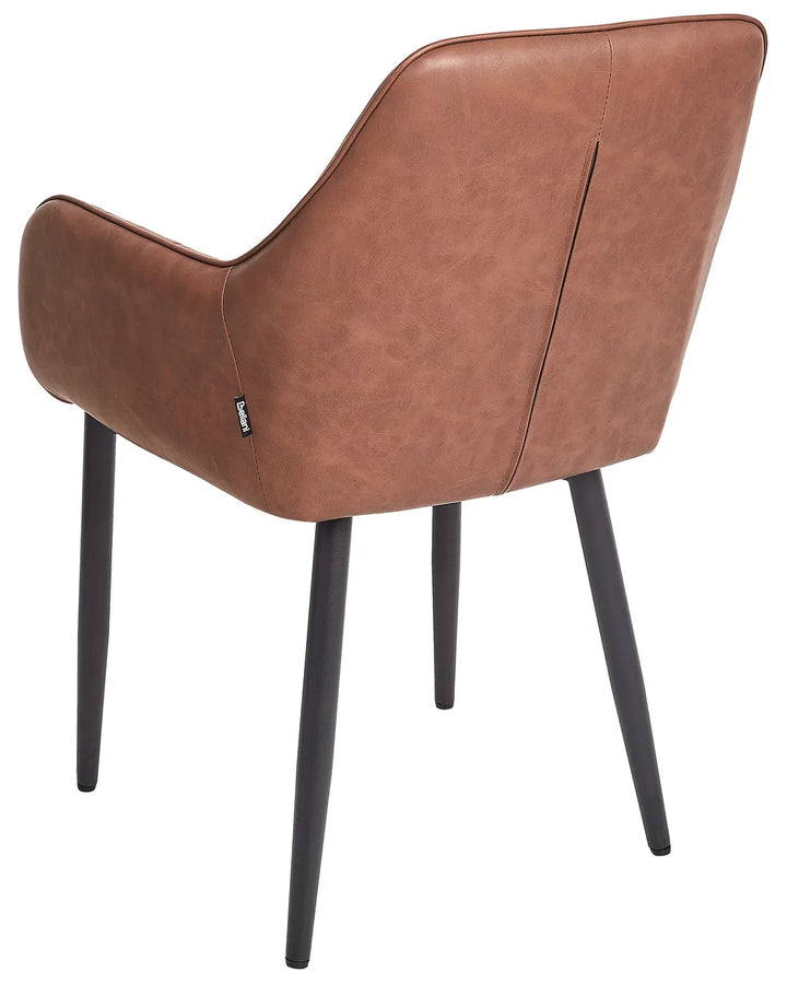 Set of 2 Dining Chairs Faux Leather Brown Kyla