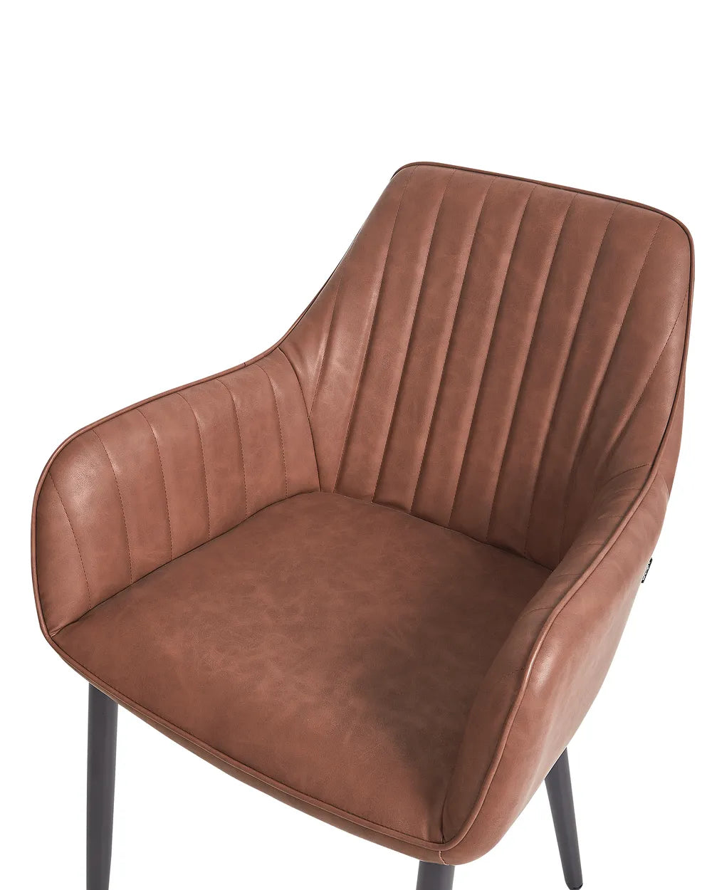 Set of 2 Dining Chairs Faux Leather Brown Kyla