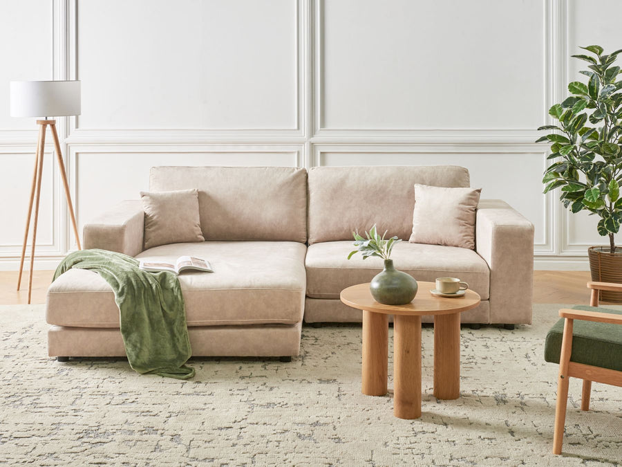 Lofoten Right Hand 3 Seater Velvet Corner Sofa Beige
