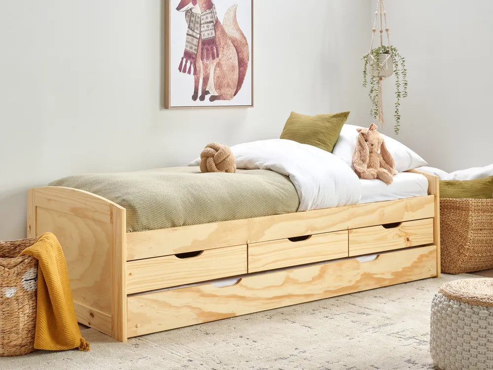 Trundle Bed Pine Wood Helmward 90 x 200 cm (EU Single) Light Brown