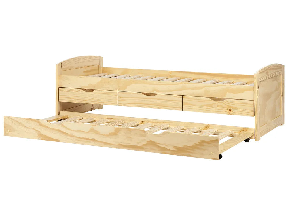 Trundle Bed Pine Wood Helmward 90 x 200 cm (EU Single) Light Brown