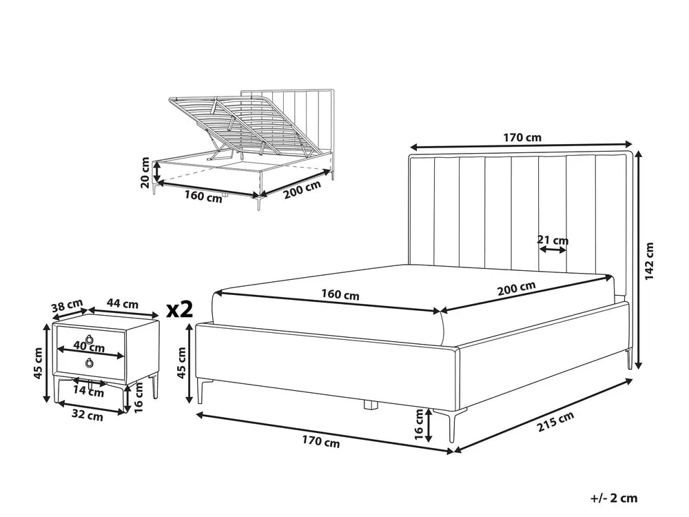Bedroom Set Boucle 160 x 200 cm (EU King Size) Off-White Ellane