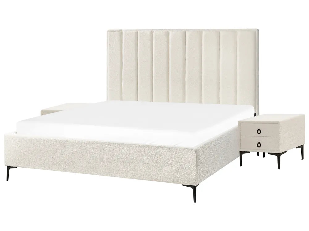 Bedroom Set Boucle 180 x 200 cm (EU Super King) Off-White Ellane