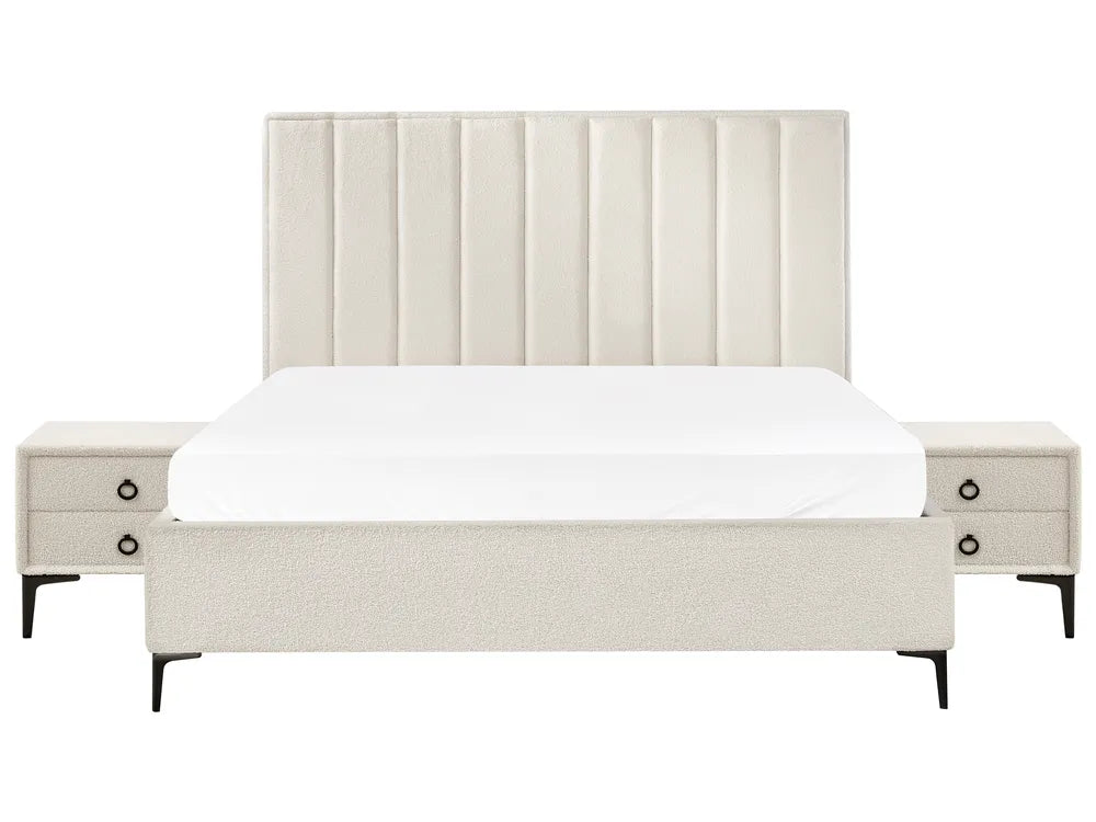 Bedroom Set Boucle 180 x 200 cm (EU Super King) Off-White Ellane