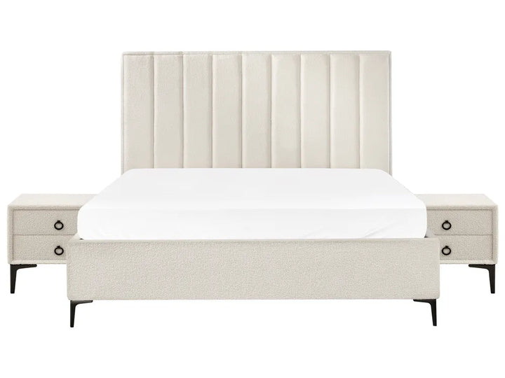 Bedroom Set Boucle 180 x 200 cm (EU Super King) Off-White Ellane