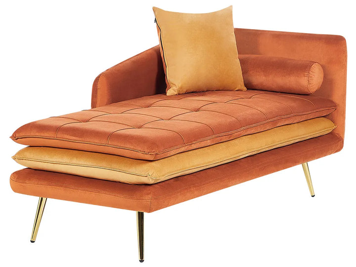 Right-Hand Chaise Lounge Velvet Orange Vervino