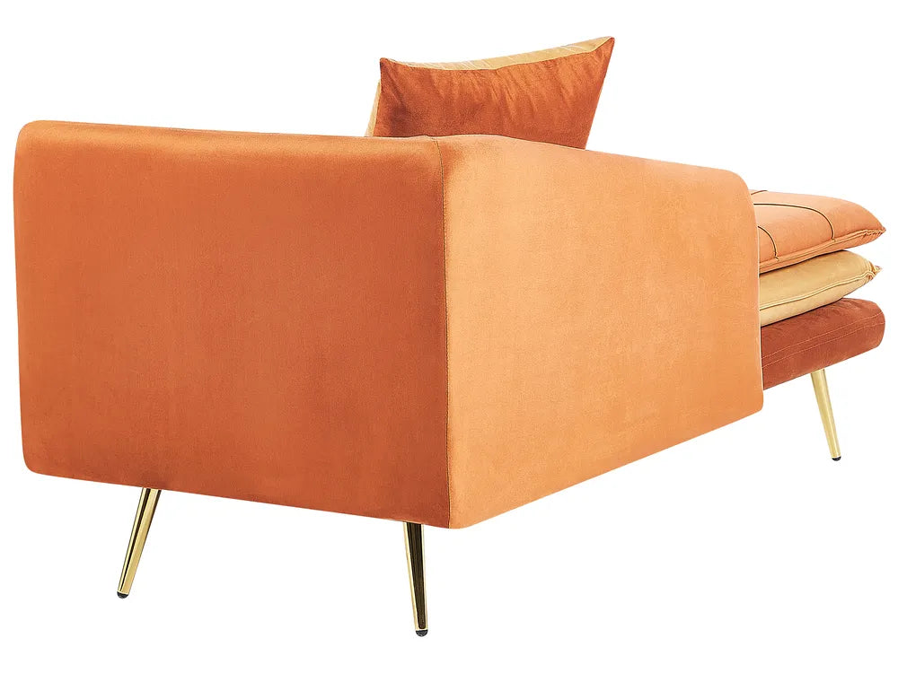 Right-Hand Chaise Lounge Velvet Orange Vervino