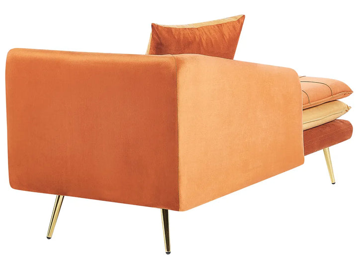 Right-Hand Chaise Lounge Velvet Orange Vervino