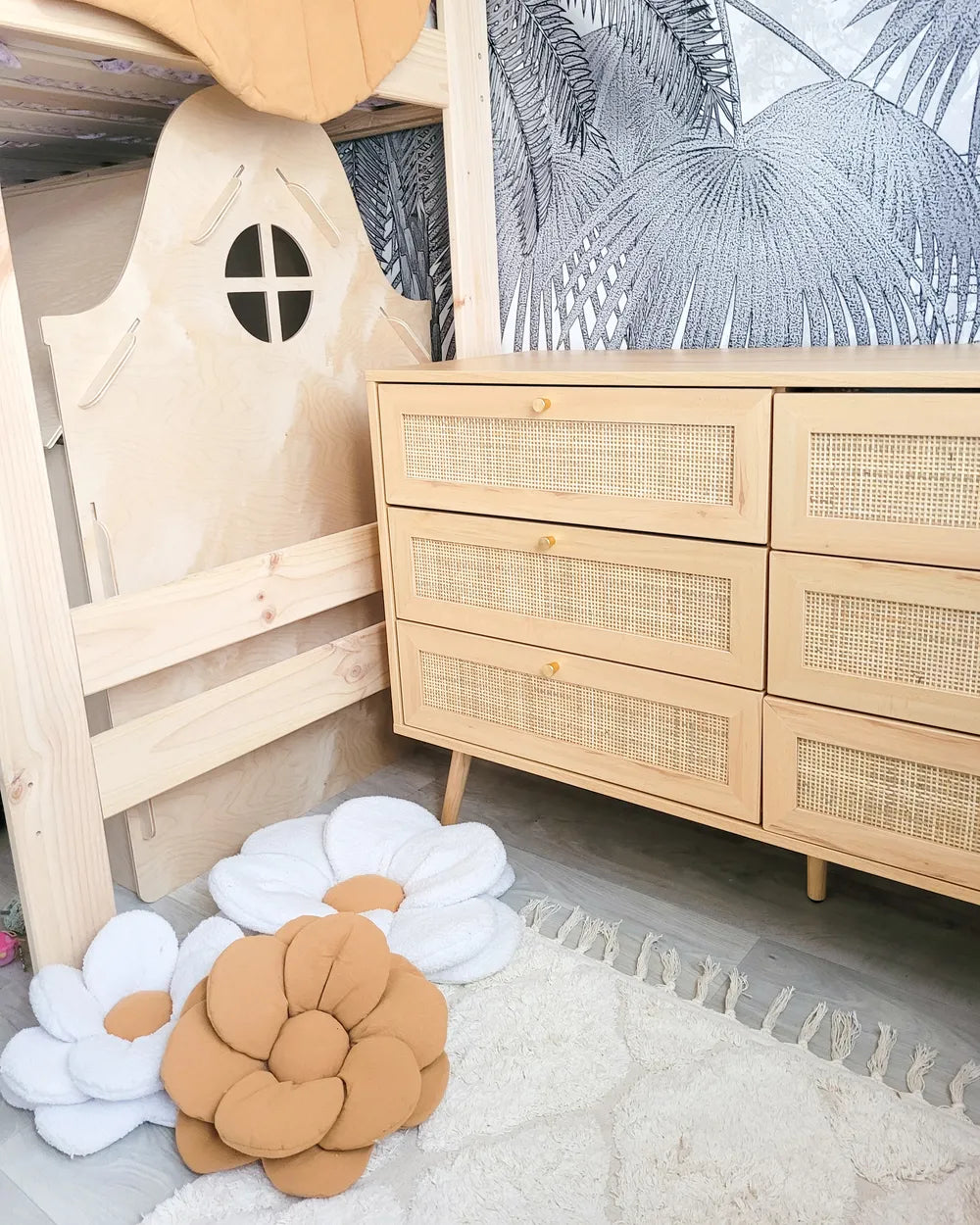 6 Drawer Chest Rattan Light Brown Robust Frame Zaffra