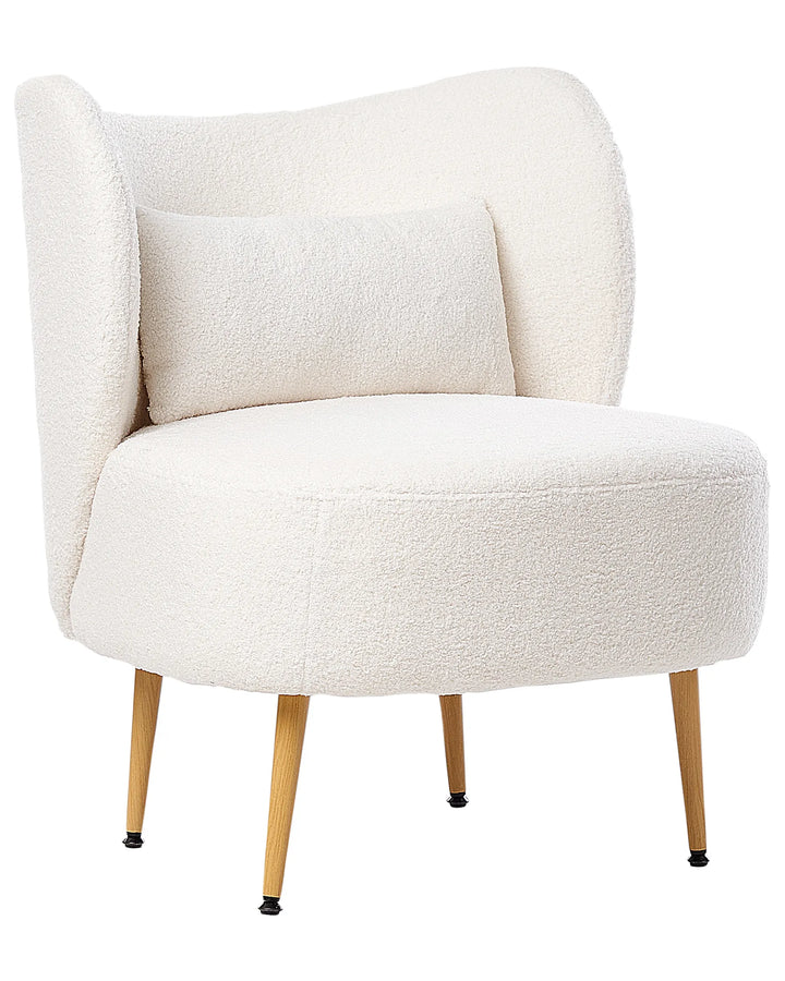 Armchair with Cushion Boucle Off-White Ameley
