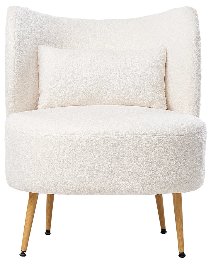Armchair with Cushion Boucle Off-White Ameley