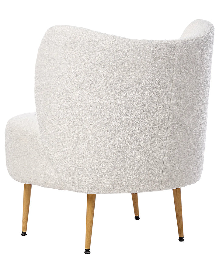 Armchair with Cushion Boucle Off-White Ameley