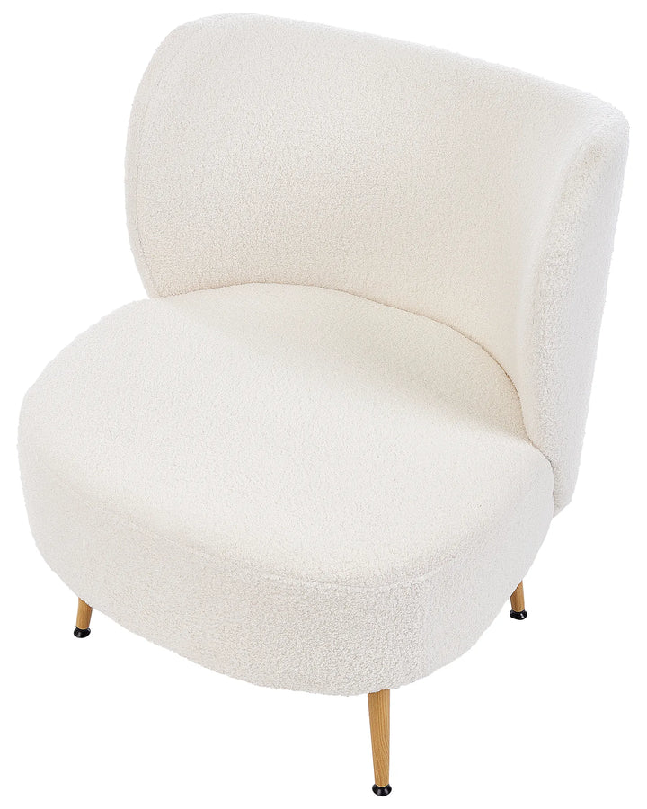 Armchair with Cushion Boucle Off-White Ameley