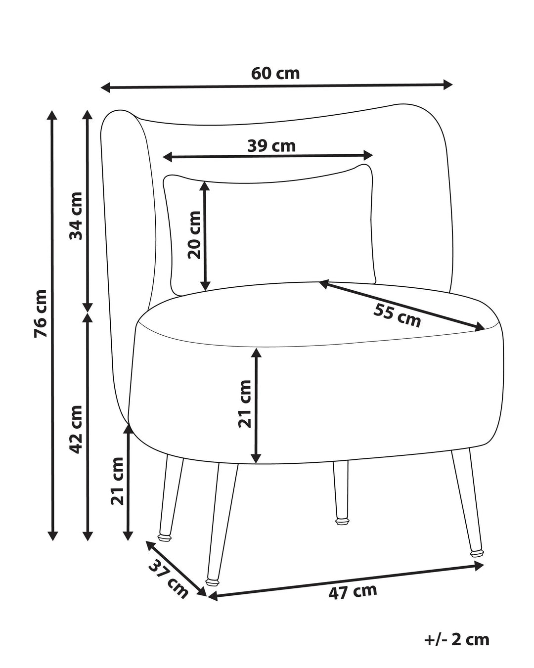 Armchair with Cushion Boucle Off-White Ameley