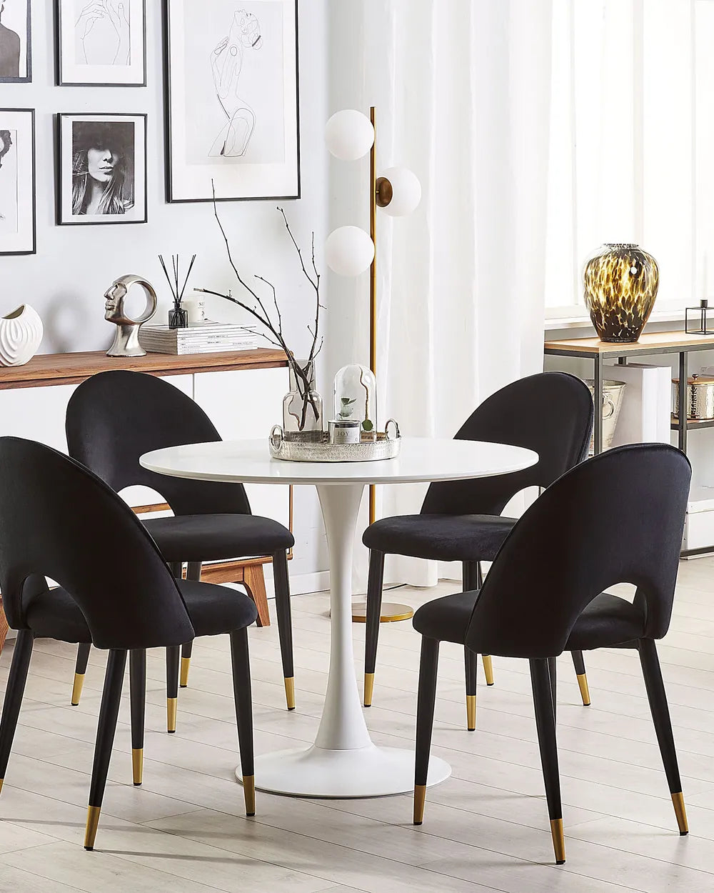 Set of 2 Dining Chairs Velvet Black Xera