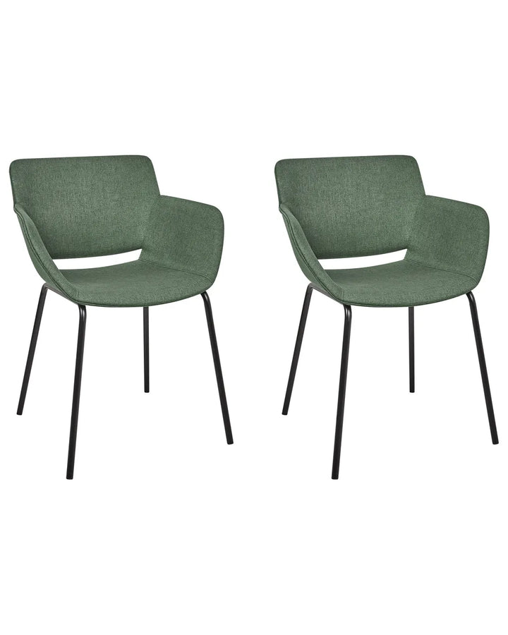 Set of 2 Dining Chairs Fabric Green Ed