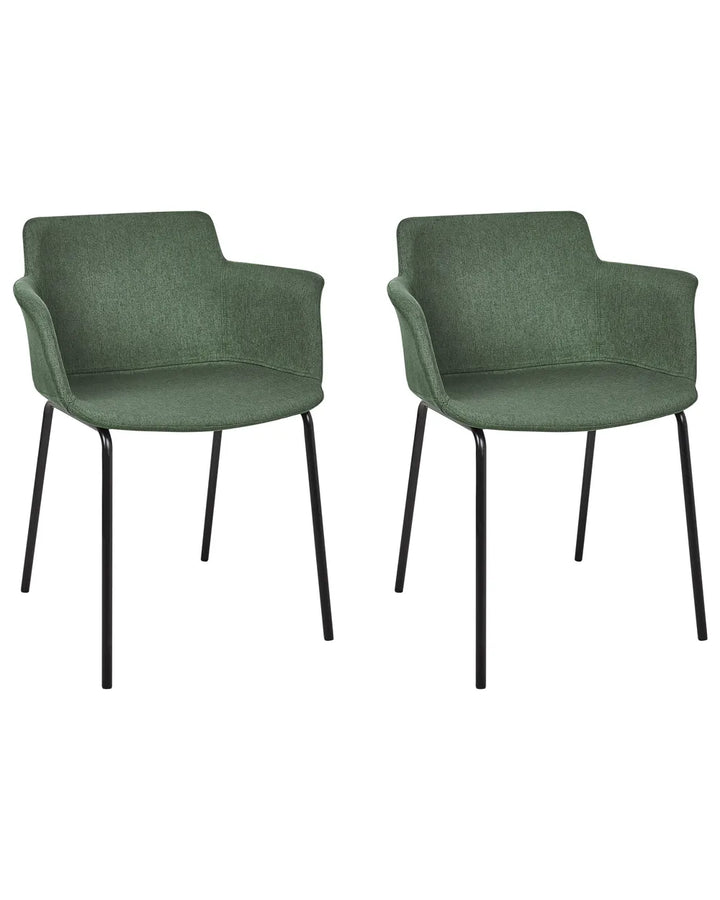 Set of 2 Dining Chairs Fabric Green Axel