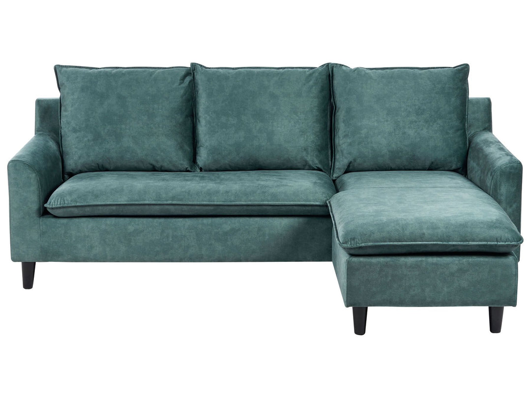 Elvenes Left Hand Velvet Corner Sofa Teal