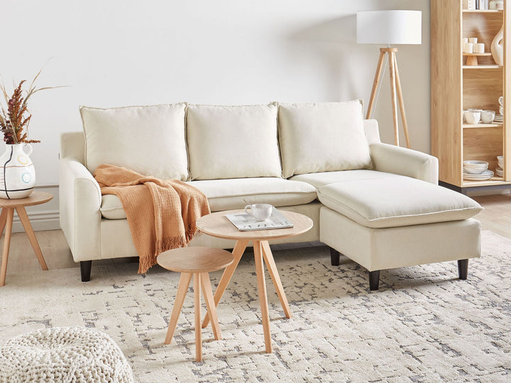 Elvenes Left Hand Fabric Corner Sofa Light Beige