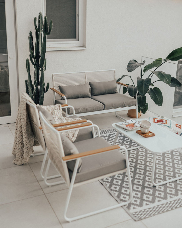 Pomonte Garden Lounge Set with Table 4 Seater Metal White