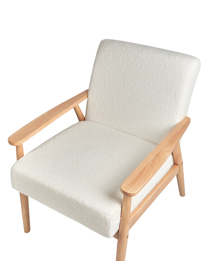 Armchair Boucle Off-White/ Light Brown Dartez