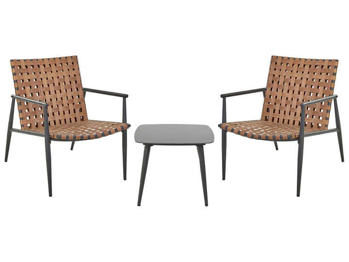 Bistro Set PE Rattan Brown Kara