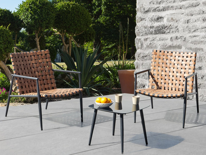 Bistro Set PE Rattan Brown Kara