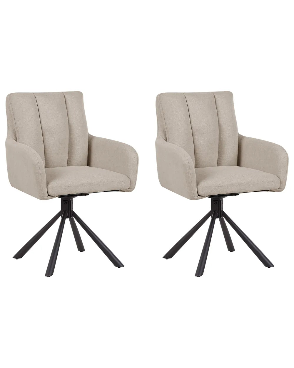 Set of 2 Dining Chairs Swivel Fabric Taupe Van