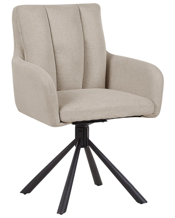 Set of 2 Dining Chairs Swivel Fabric Taupe Van