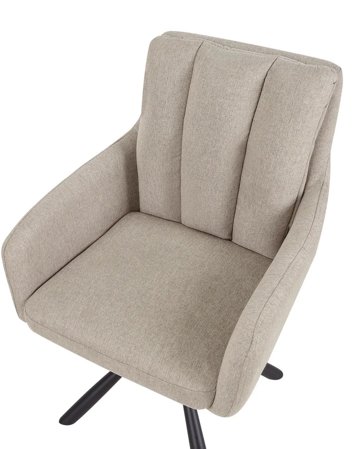 Set of 2 Dining Chairs Swivel Fabric Taupe Van