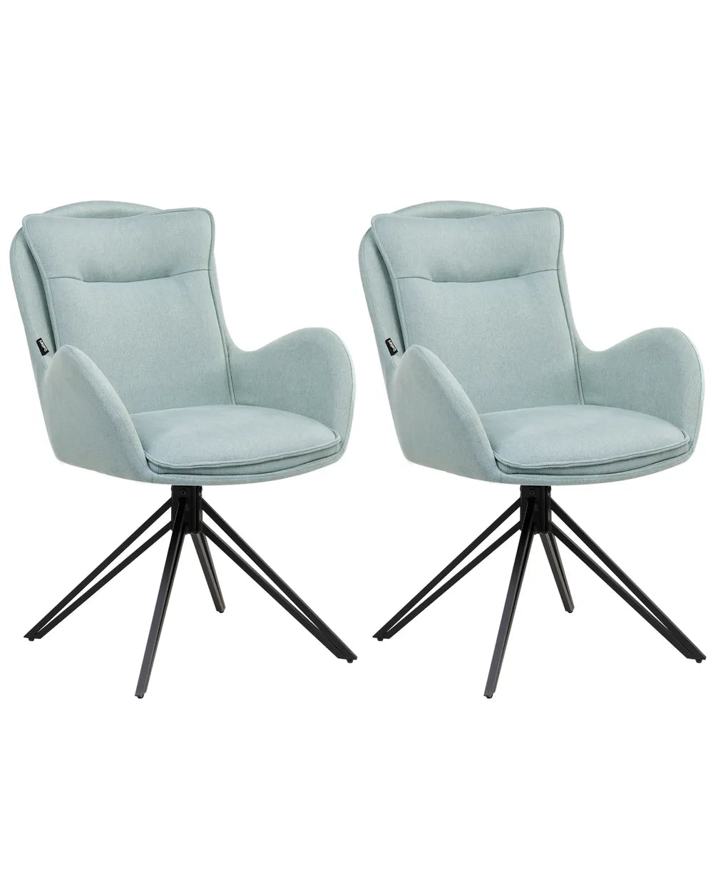 Set of 2 Dining Chairs Swivel Fabric Light Blue Fall