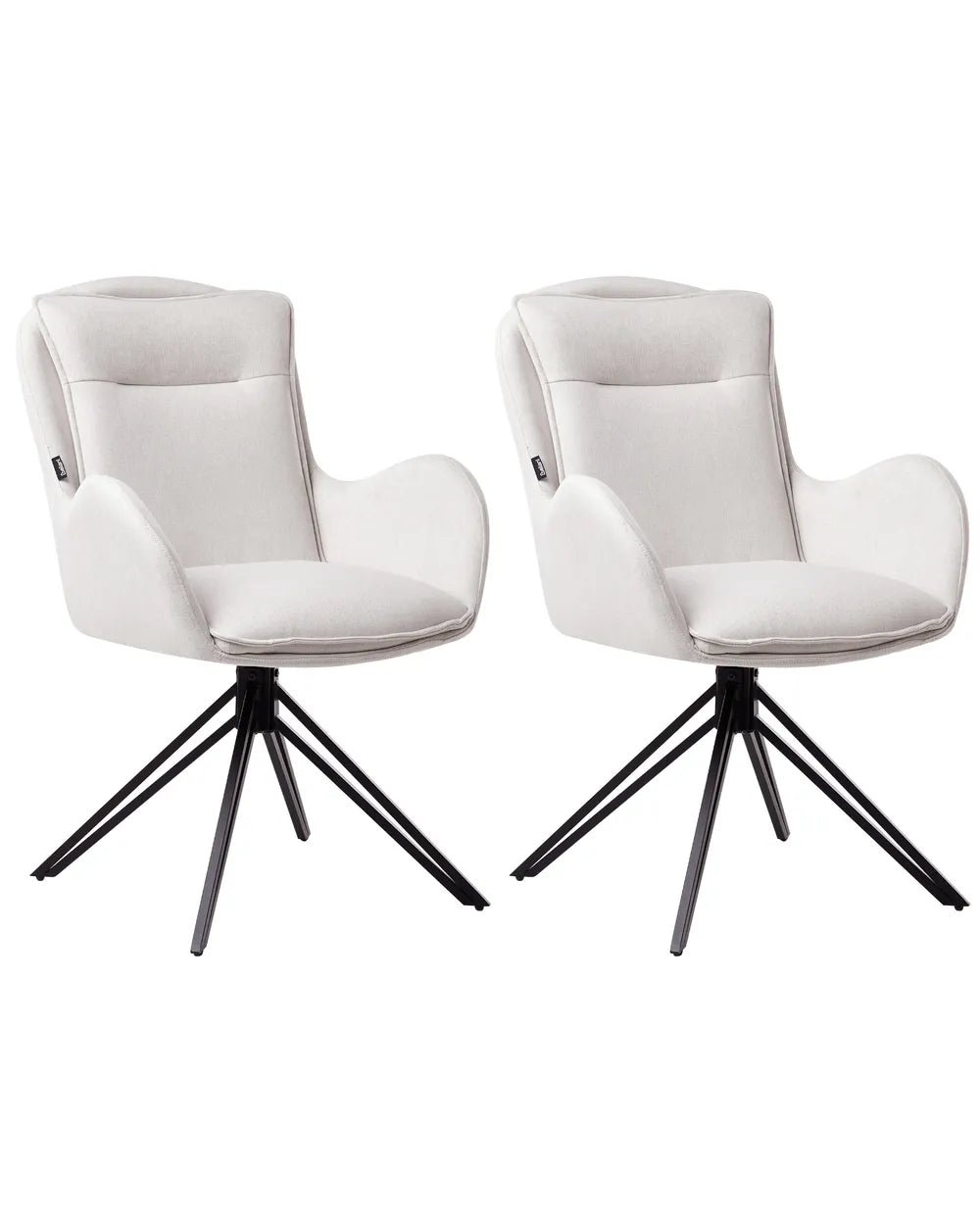 Set of 2 Dining Chairs Swivel Fabric Light Beige Fall