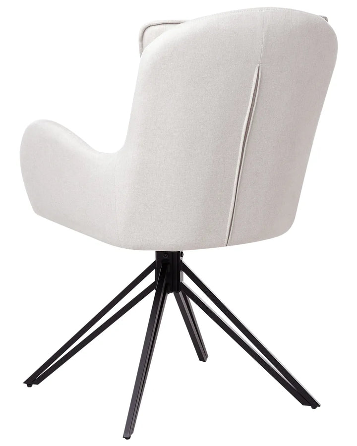 Set of 2 Dining Chairs Swivel Fabric Light Beige Fall