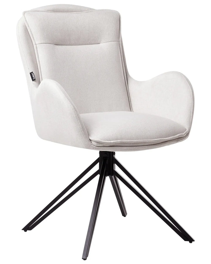 Set of 2 Dining Chairs Swivel Fabric Light Beige Fall