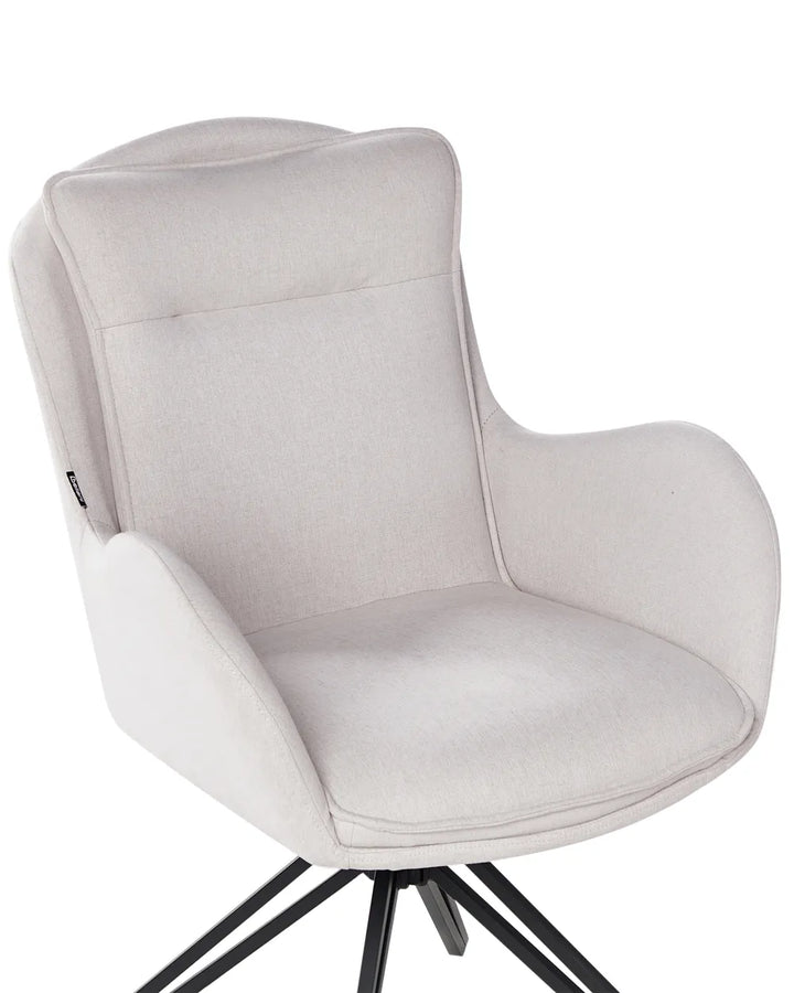 Set of 2 Dining Chairs Swivel Fabric Light Beige Fall