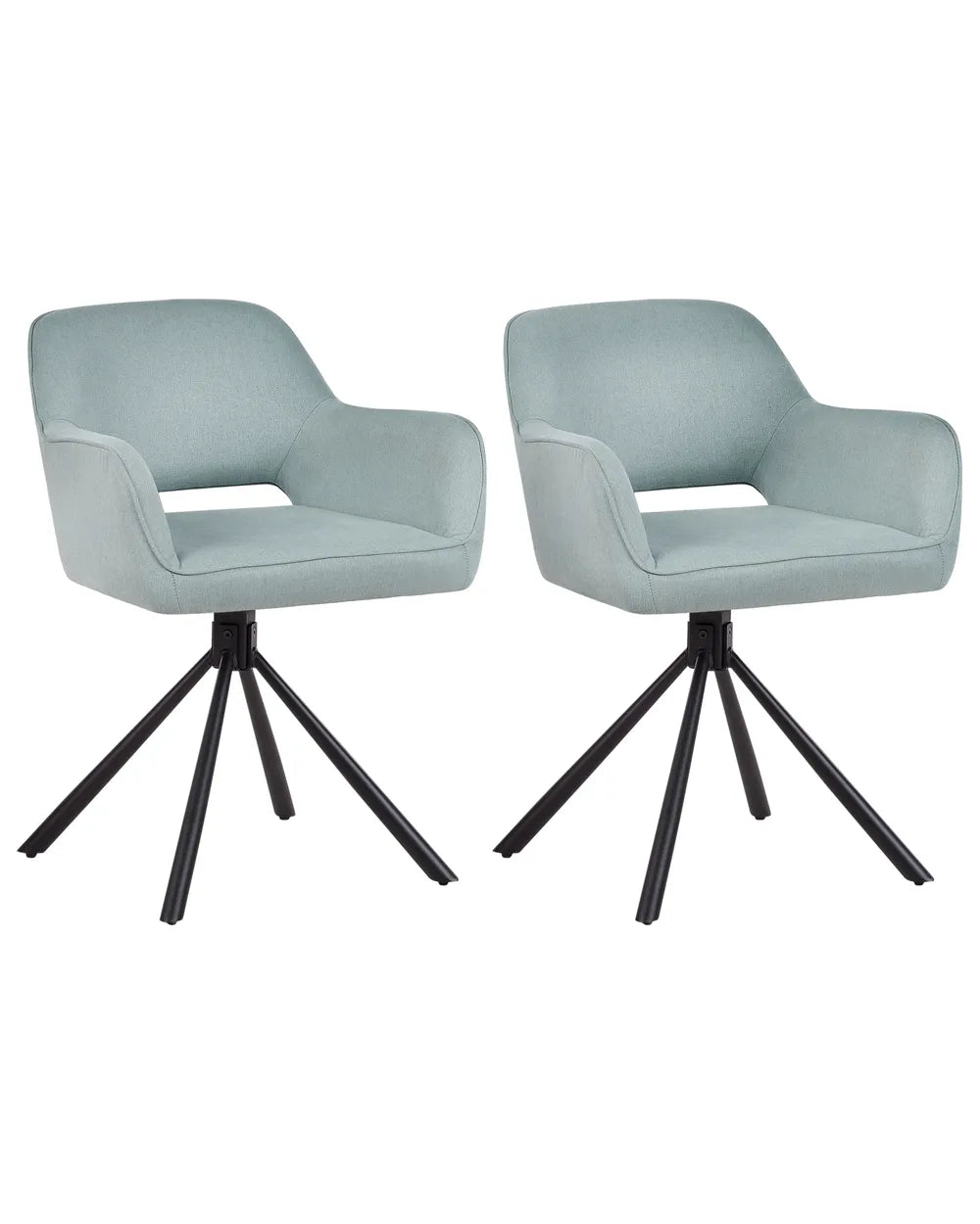 Set of 2 Dining Chairs Swivel Fabric Light Blue Flora