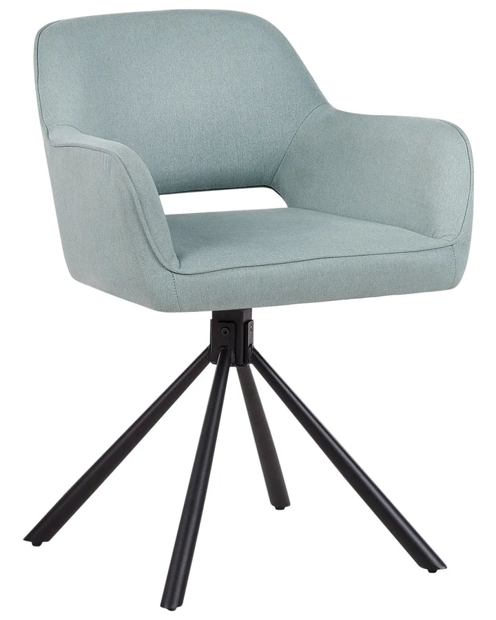 Set of 2 Dining Chairs Swivel Fabric Light Blue Flora