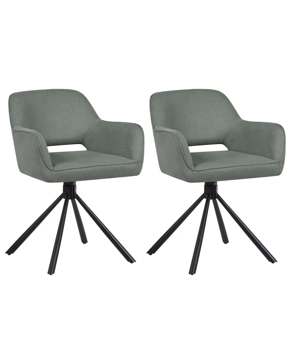 Set of 2 Dining Chairs Swivel Fabric Dark Green Flora