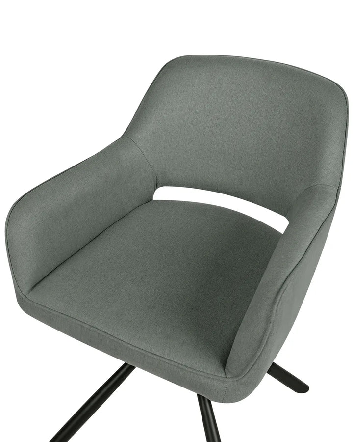 Set of 2 Dining Chairs Swivel Fabric Dark Green Flora