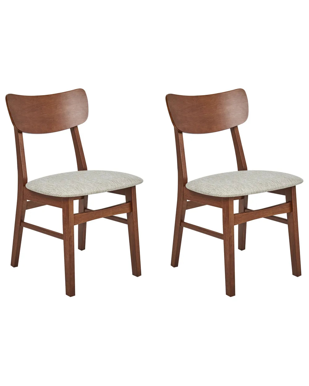 Set of 2 Dining Chairs Wood Brown/ Beige Vanessa