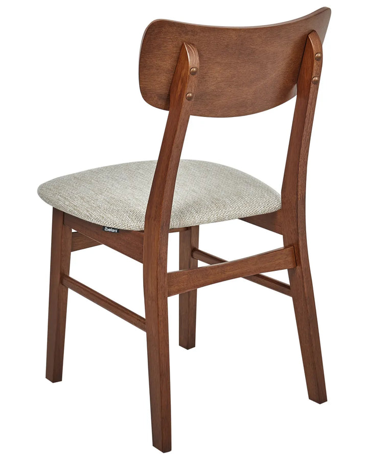 Set of 2 Dining Chairs Wood Brown/ Beige Vanessa