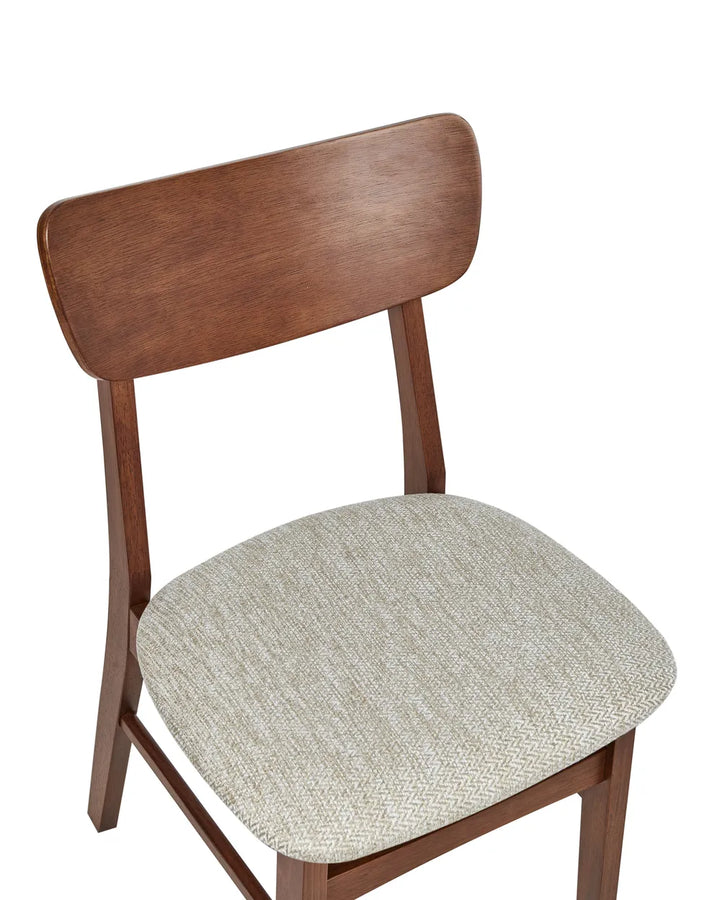 Set of 2 Dining Chairs Wood Brown/ Beige Vanessa