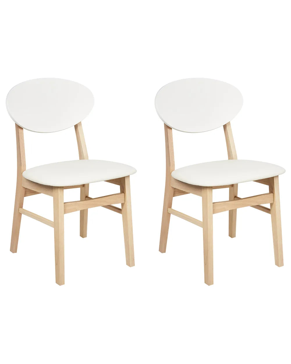 Set of 2 Dining Chairs Wood Off-White/ Light Brown Joey