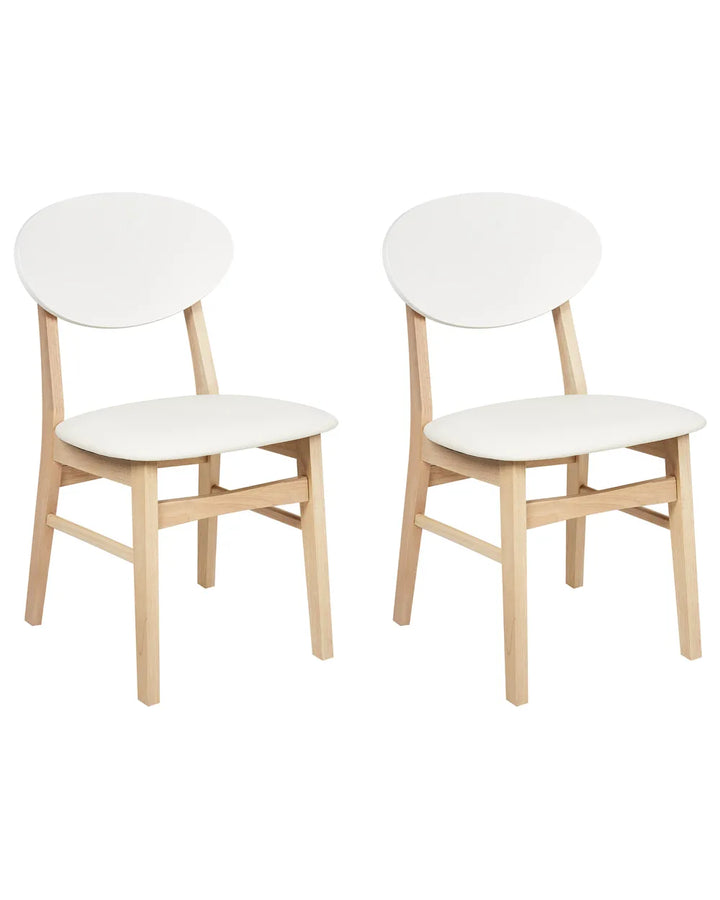Set of 2 Dining Chairs Wood Off-White/ Light Brown Joey