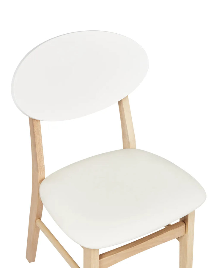 Set of 2 Dining Chairs Wood Off-White/ Light Brown Joey