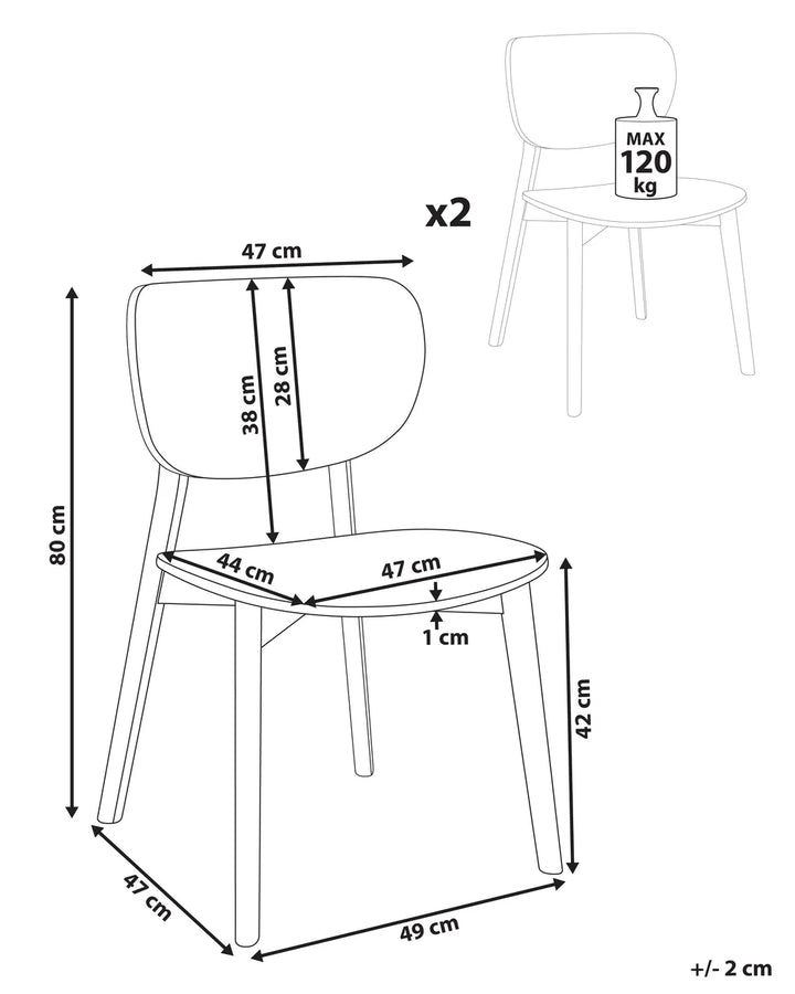 Set of 2 Dining Chairs Wood Light Brown Rini