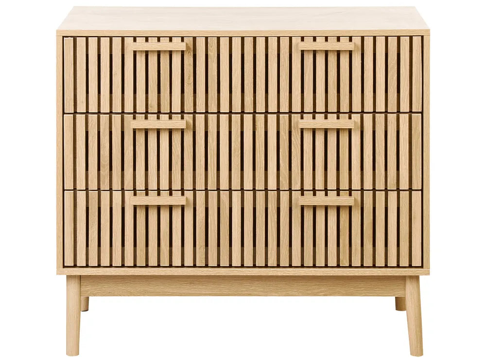 3 Drawer Chest Light Brown of Solid Workmanship Elephant